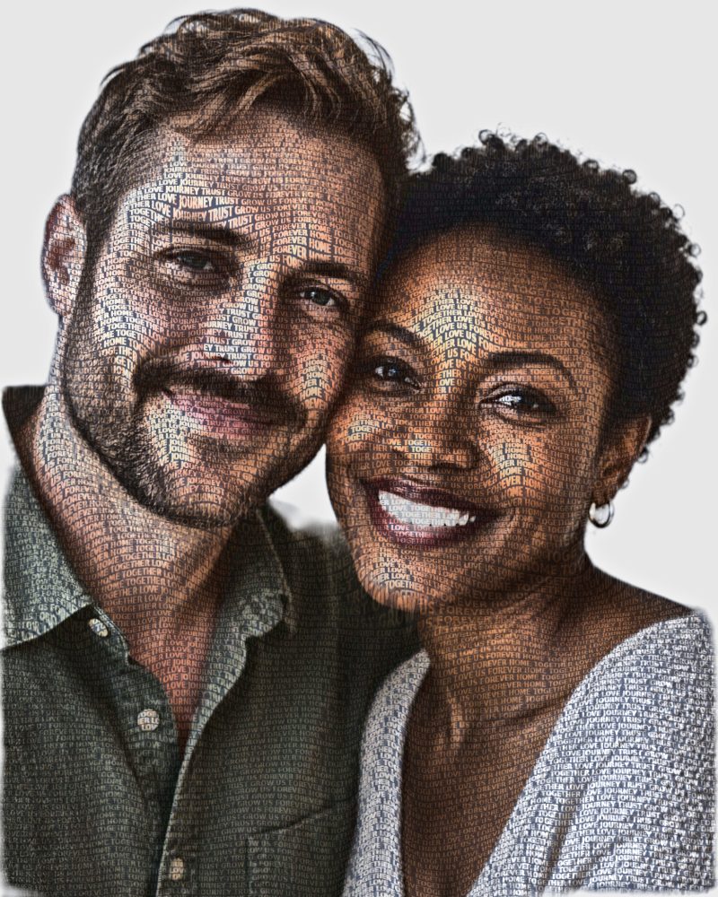 Couple portrait, word art gift