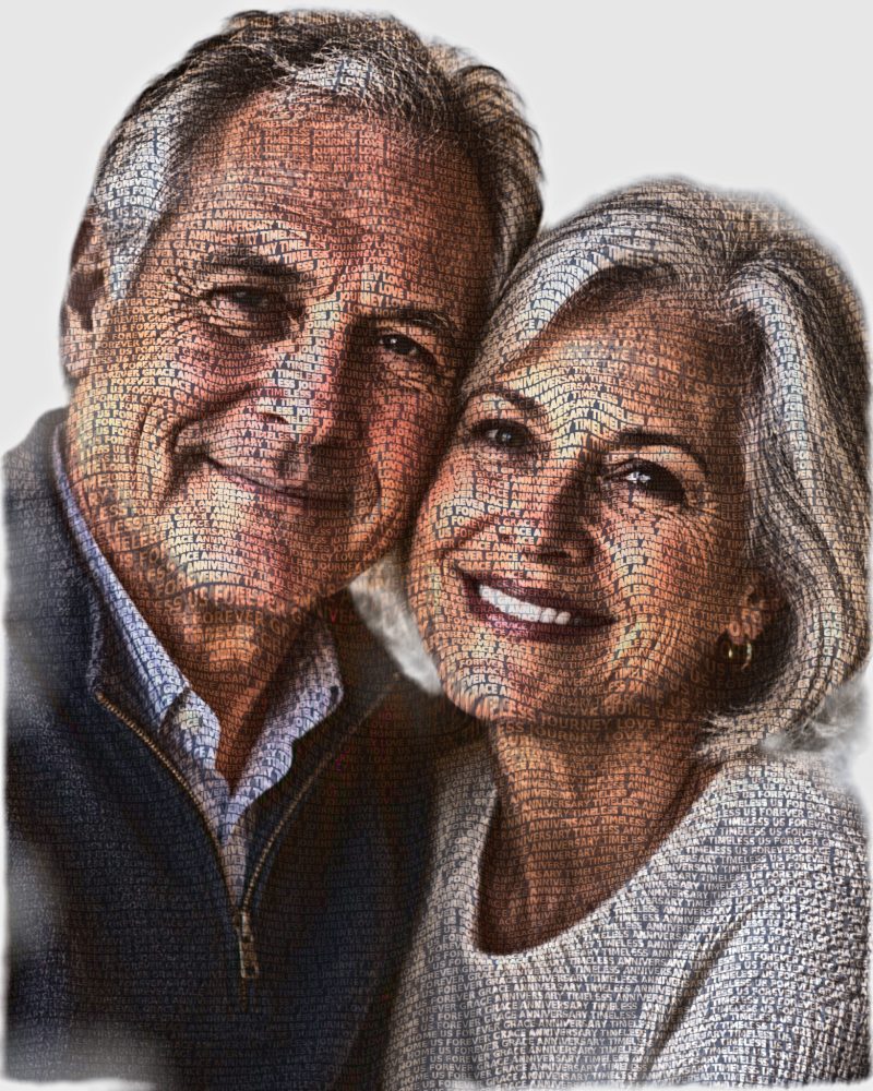 Senior couple anniversary portrait, word art