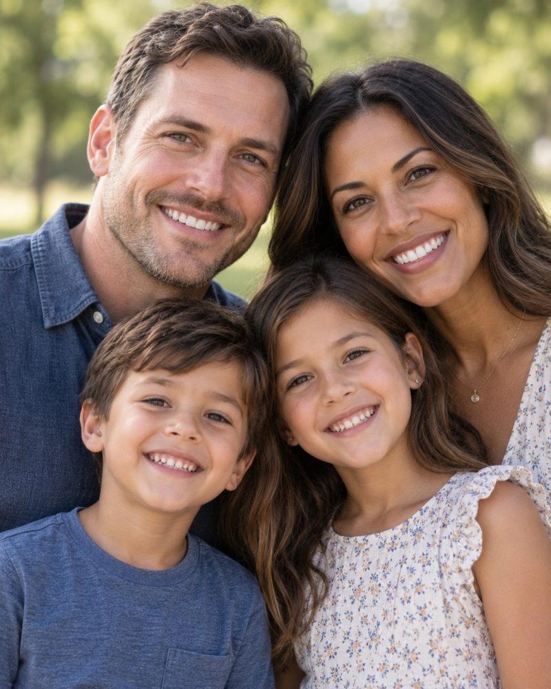 Original source photo for Family of four portrait, word art