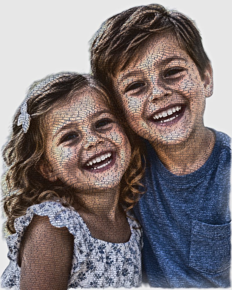 Siblings portrait, word art