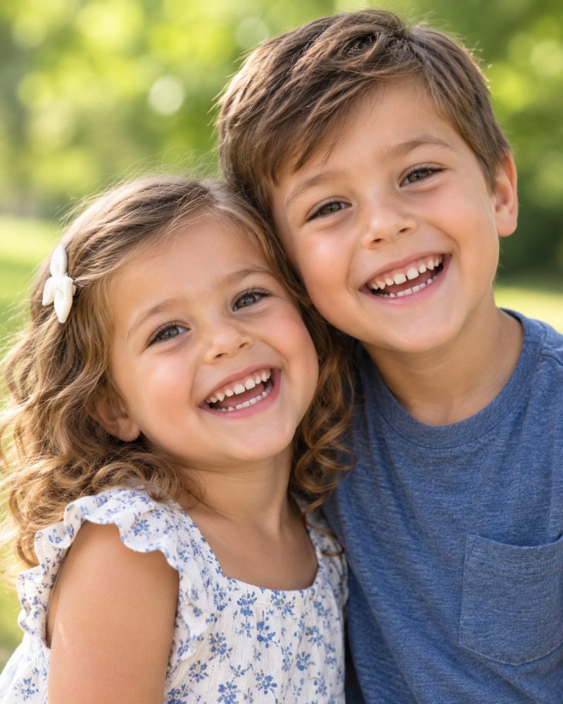Original source photo for Siblings portrait, word art