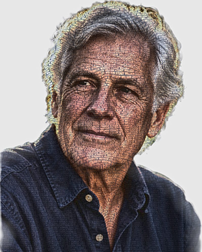 Grandfather portrait, golden-hour word art