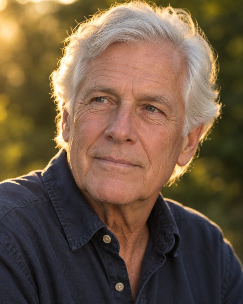 Original source photo for Grandfather portrait, golden-hour word art